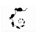 Cute Black Mouse Design. Spiral of Mice. Post Card