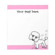 Cute Black Poodle Cartoon Pink Paw Print Notepad