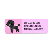 Cute Black Poodle - Pink Custom Return Address Label