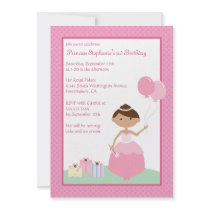 Cute black princess birthday party invitation