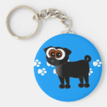 Cute Black Pug Keychain - Blue