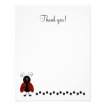Cute Black & Red Ladybug Flat Thank you card Invites