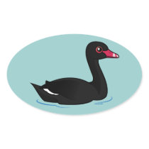 Cute Black Swan Oval Sticker