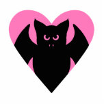 Cute black vampire bat in pink heart photo cutouts