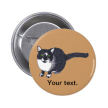Cute Black White Cat Pointillism Your Text Buttons