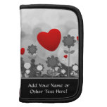 Cute Black/White/Grey Flowers w/Big Red Heart Folio Planner