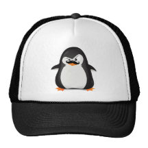 Cute Black  White Penguin And  Funny Mustache Trucker Hats