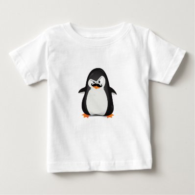 Cute Black  White Penguin And  Funny Mustache Infant T-shirt