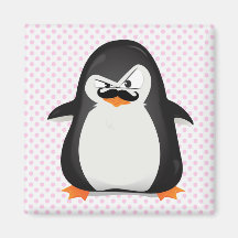 Cute Black  White Penguin And  Funny Mustache Fridge Magnets