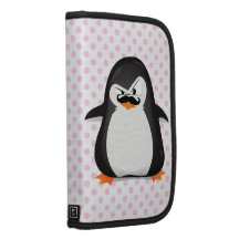 Cute Black  White Penguin And  Funny Mustache Organizer