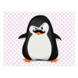 Cute Black  White Penguin And  Funny Mustache Postcard