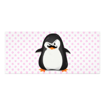 Cute Black  White Penguin And  Funny Mustache Full Color Rack Card