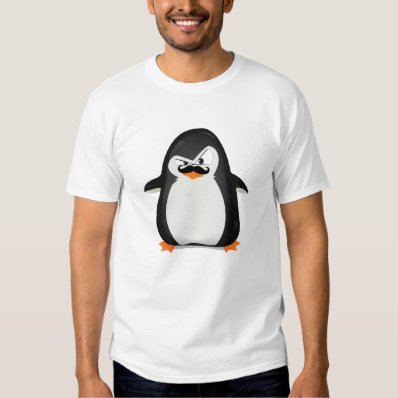 Cute Black  White Penguin And  Funny Mustache T Shirt