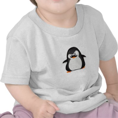 Cute Black  White Penguin And  Funny Mustache T-shirt