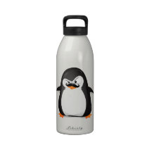 Cute Black  White Penguin And  Funny Mustache Reusable Water Bottles
