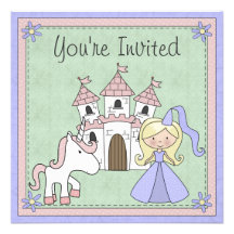 Cute Blond Princess and Unicorn Birthday Invite