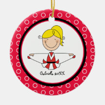 Cute Blonde Haired Cheerleader Christmas Ornament