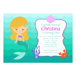 Cute Blonde Mermaid Birthday Invitation