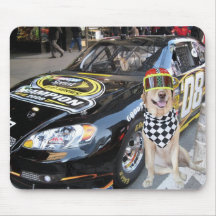 Cute Blonde Posing by Fast Car Mousepad