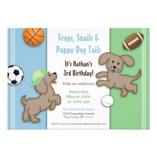 Cute Blue and Green Sporty Puppy Invitation