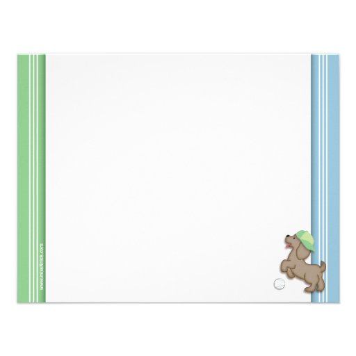 Cute Blue and Green Sporty Puppy Note Card Invitation