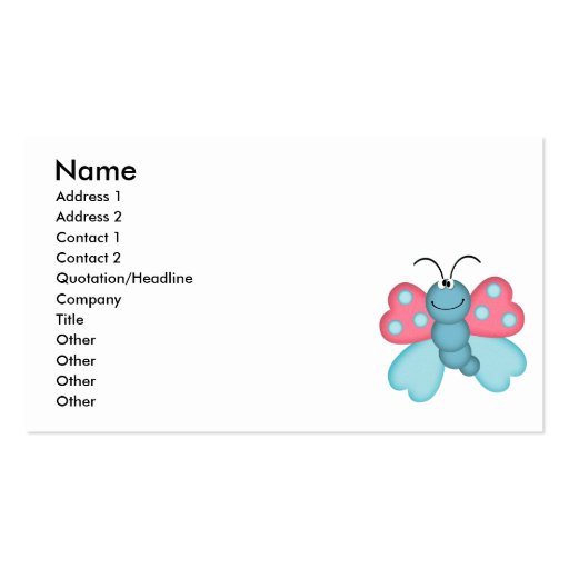cute blue and pink butterfly business card templates