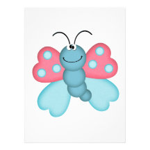 cute blue and pink butterfly personalized announcement