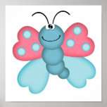 cute blue and pink butterfly posters