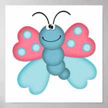 cute blue and pink butterfly posters