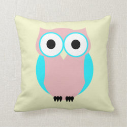 Cute Blue And Pink Owl Pillow