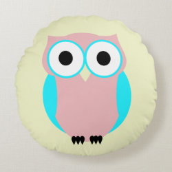 Cute Blue And Pink Owl Pillow Round Pillow