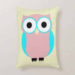 Cute Blue And Pink Owl Throw Pillow Accent Pillow