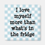 Cute blue and white checkerboard diet affirmation fridge magnet