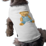 Cute Blue and White Overalls Teddy Bear Dog Tee Shirt
