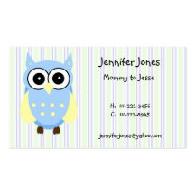 Cute Blue and Yellow Owl Calling Card Business Card Template