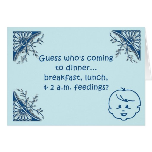 Cute Blue Baby Shower Invitation Greeting Card