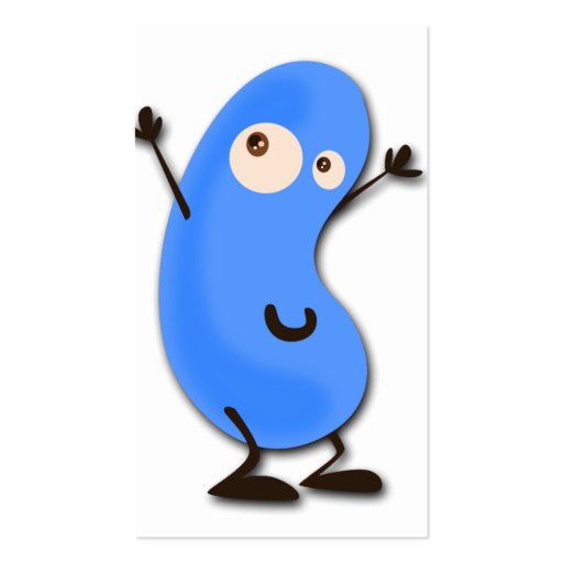 Cute Blue Bean Monster Business Card Templates (back side)