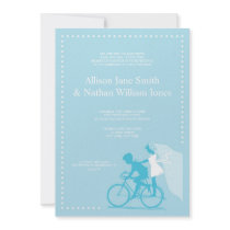CUTE Blue Bicycle Couple Wedding Invitation