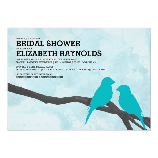 Cute Blue Bird Bridal Shower Invitations