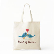 Cute blue bird couple love cartoon maid of honor bags