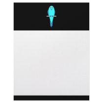 Cute Blue Bird. Parakeet. Black Letterhead Design
