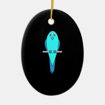 Cute Blue Bird. Parakeet. Black Ornaments