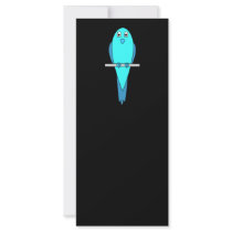 Cute Blue Bird. Parakeet. Black Rack Card
