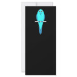 Cute Blue Bird. Parakeet. Black Rack Card