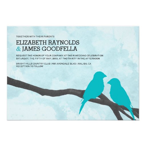 Cute Blue Bird Wedding Invitations