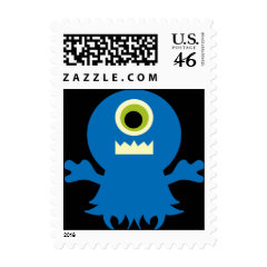 Cute Blue Black Monster Postage Stamps