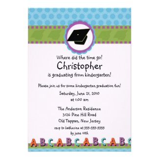 CUTE Blue Boys Kindergarten Graduation Invitation