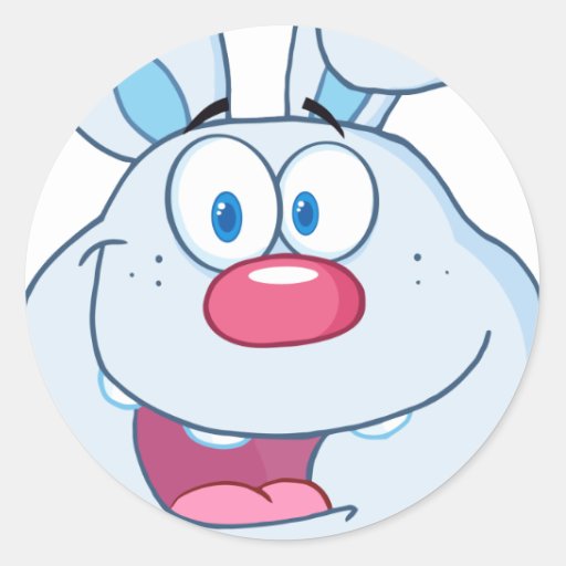 Cute Blue Bunny Cartoon Character Sticker | Zazzle