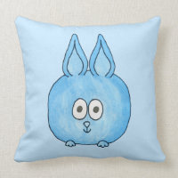 Cute Blue Bunny Rabbit. Pillow