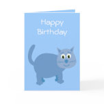 Cute blue cartoon cat Birthday card